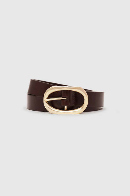 Anine Bing Monogram Belt - Burgundy Small Embossed | Garmentory display picture 3