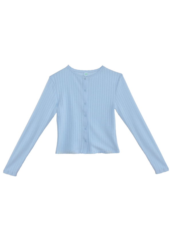 Find Me Now Pointelle Cardigan - Powder Blue Find Me Now Pointelle Cardigan - Powder Blue