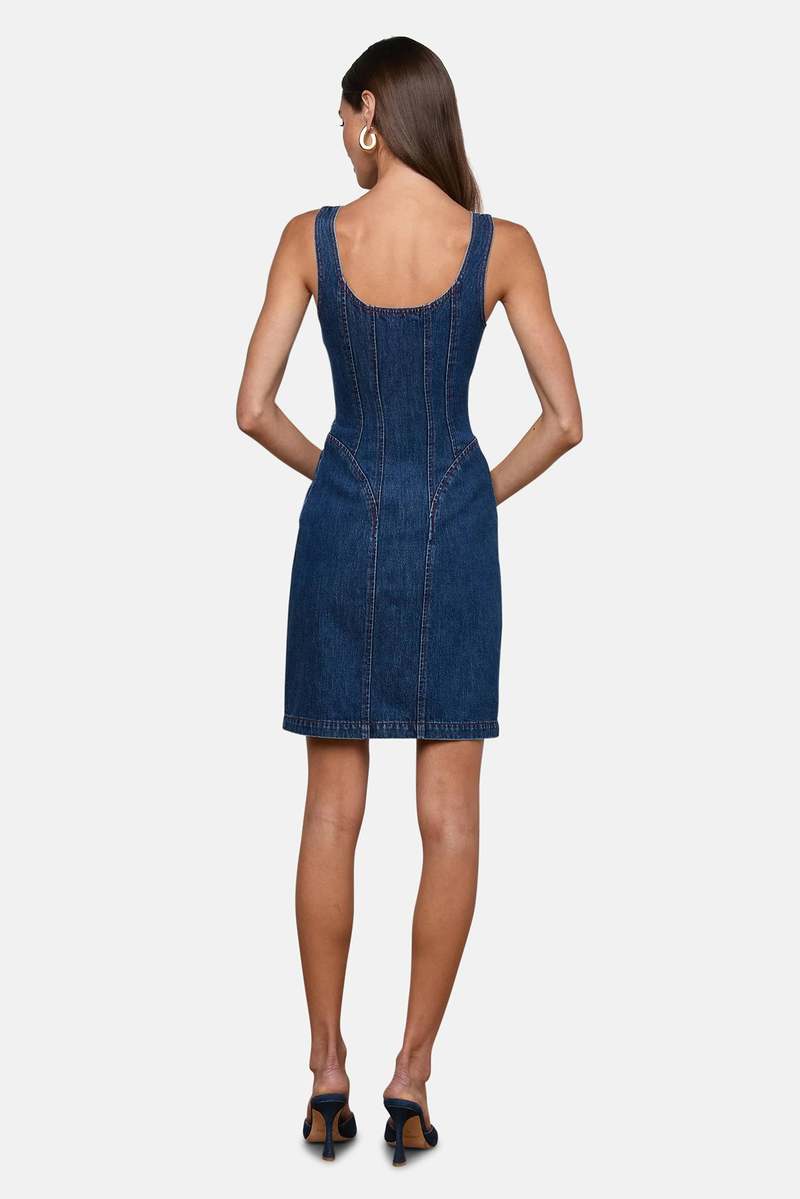 mini denim.dress Denim Cut Out Dress-Medium Wash ensuring this distinctive piece Malia Glossy Satin Mini VENDOR COLOR-DENIM ACID Size:SIZE 14