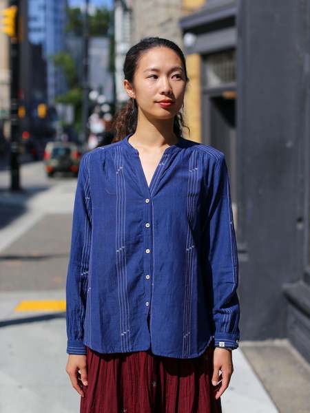 Veritecoeur Stand Collar Shirt - Sax Blue | Garmentory