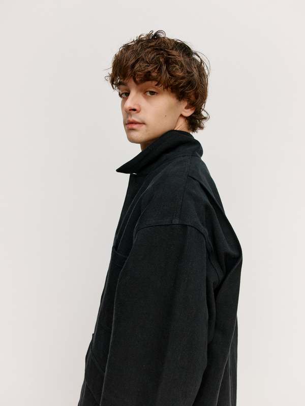 MAN-TLE R19J2 All Black Denim Jebok Jacket | Garmentory