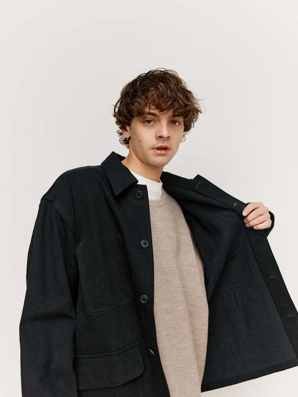 MAN-TLE R19J2 All Black Denim Jebok Jacket | Garmentory