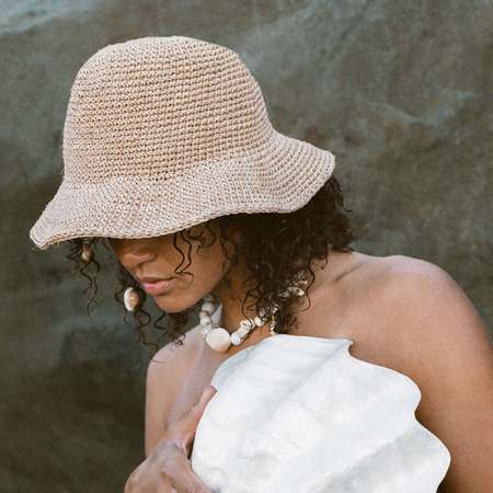 Sex Hippies Crocheted Bucket Hat - Black/Tan | Garmentory
