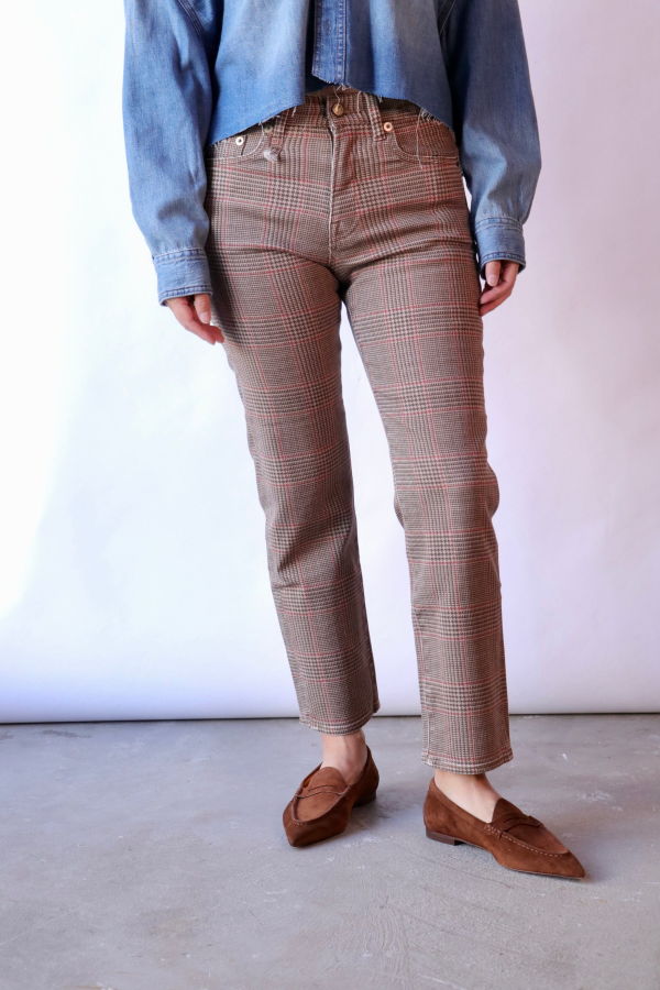 R13 Romeo Jean - Brown Glen Plaid