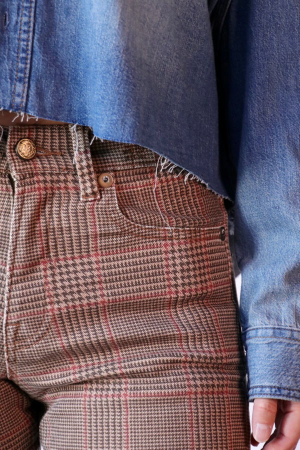 R13 Romeo Jean - Brown Glen Plaid