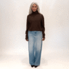 Alysi A5029 Cropped Turtleneck Sweater - Chocolate - Thumbnail 2