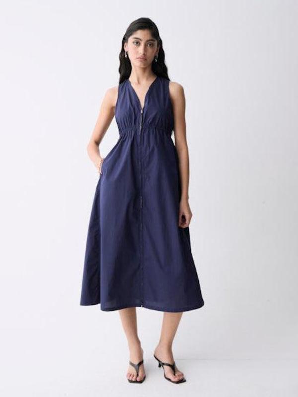 princess polly baby blue dress UO Ryder Zip-Front Seamed Denim Mini Dress