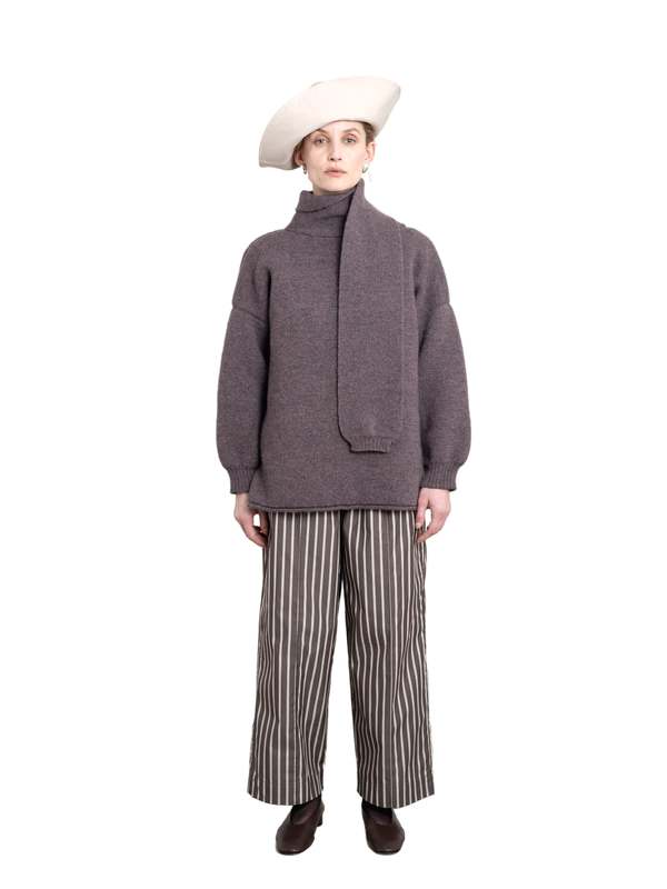 CAWLEY STUDIO Wrap Neck Pullover Sweater - Luna