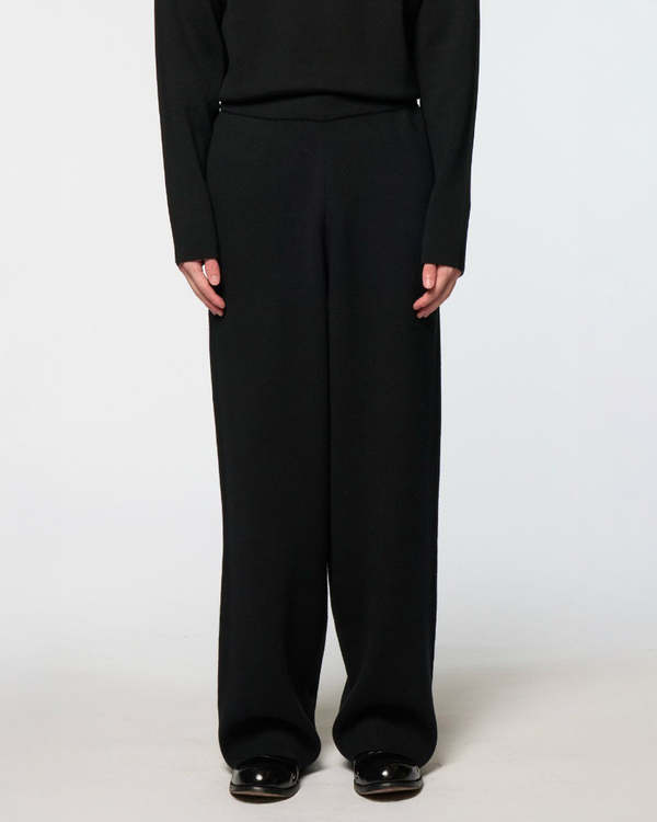 Omar Afridi Double Knitted Straight Pants - Black