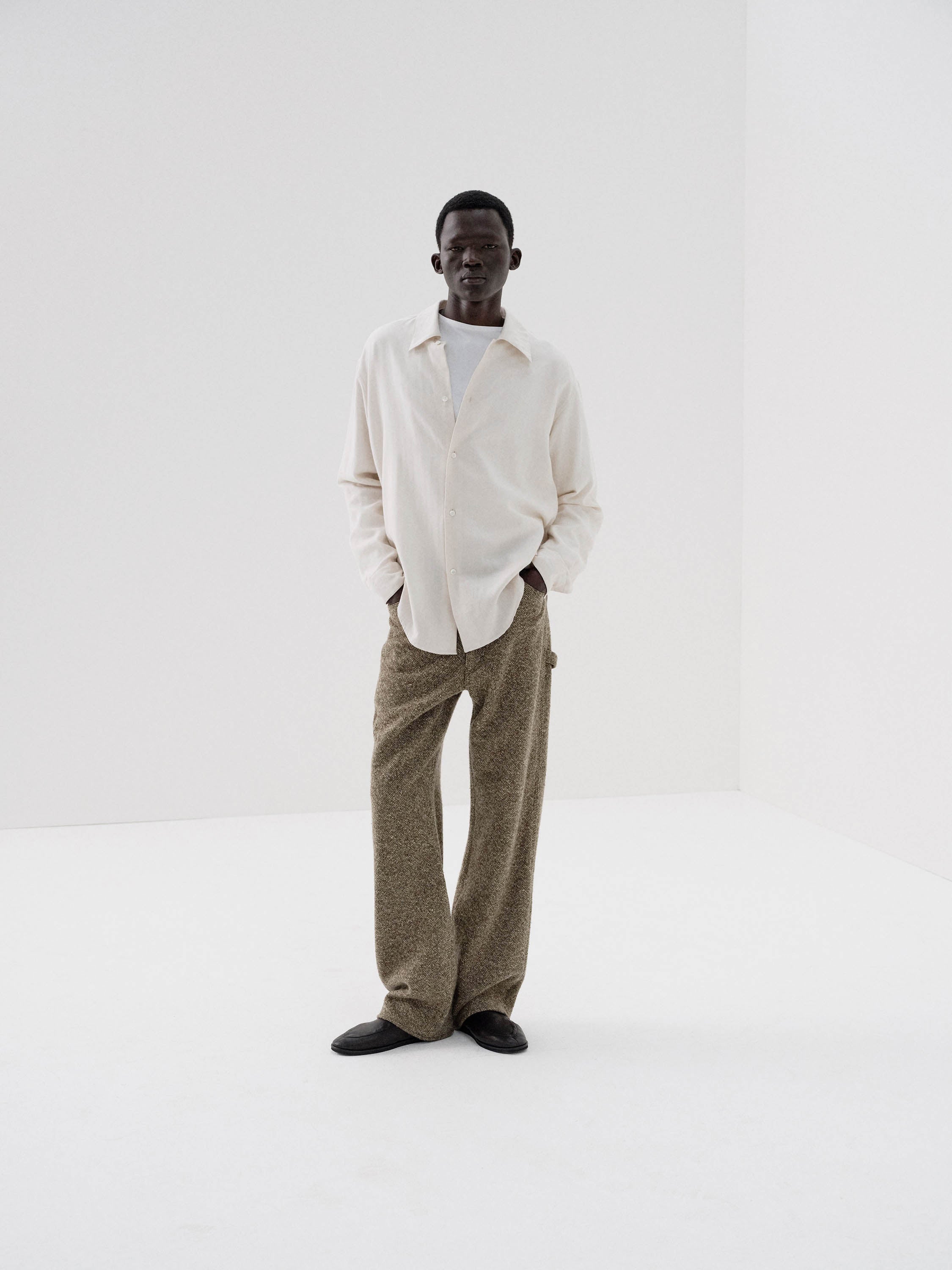 Auralee Homespun Tweed Painter Pants | Garmentory