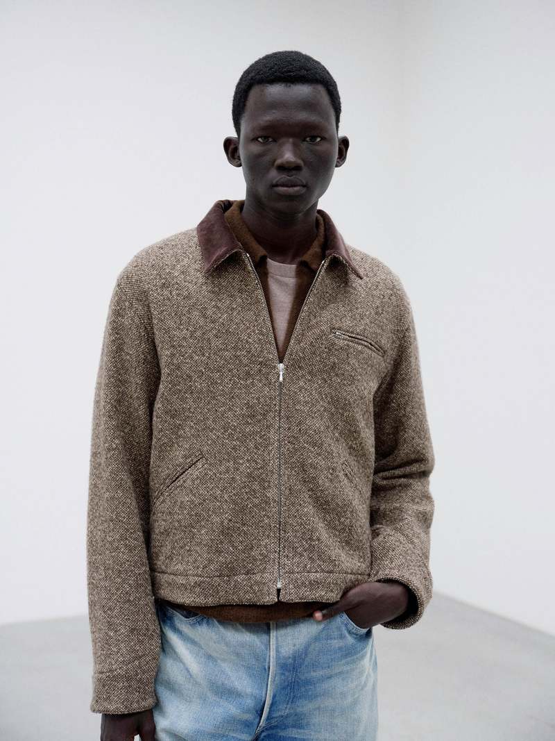 ジャケット・アウター AURALEE SPUN TWEED ZIP BLOUSON BROWN Auralee Homespun Tweed Zip Blouson | Garmentory