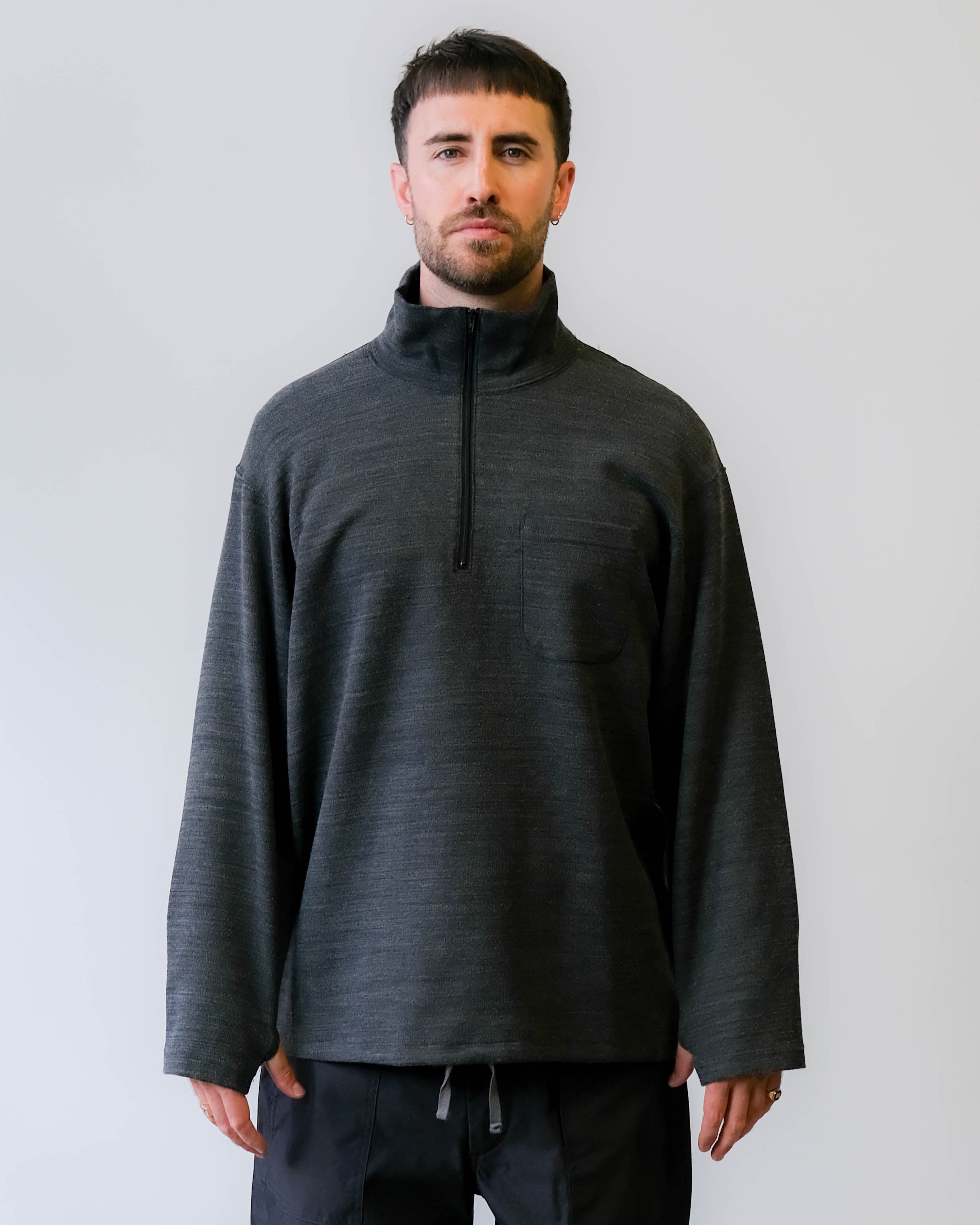 Engineered Garments Zip Mock Neck Tri Blend Sweater | Garmentory
