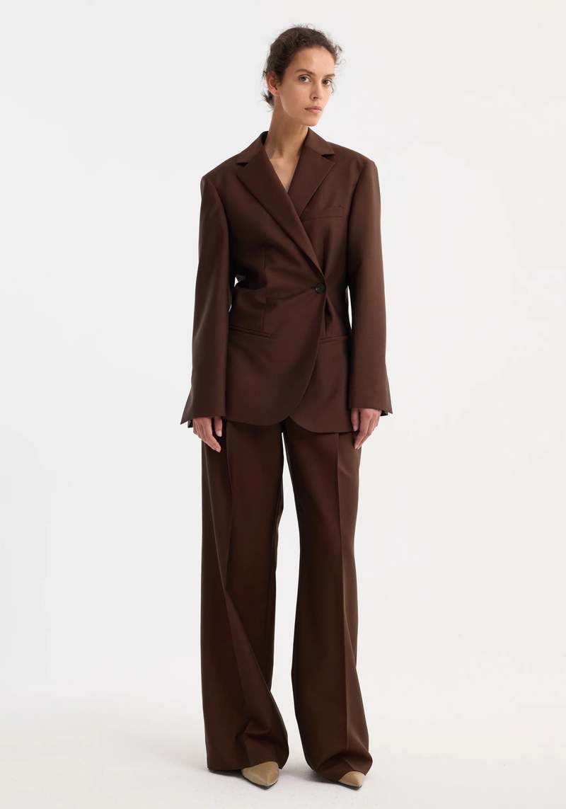 Rhe Dual Tone Piqu Overlap Suit Jacket