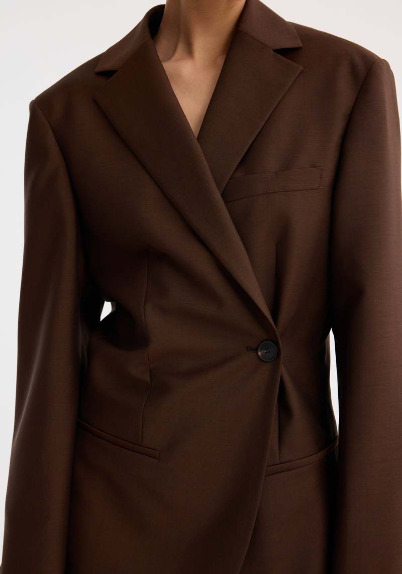 Rhe Dual Tone Piqu Overlap Suit Jacket