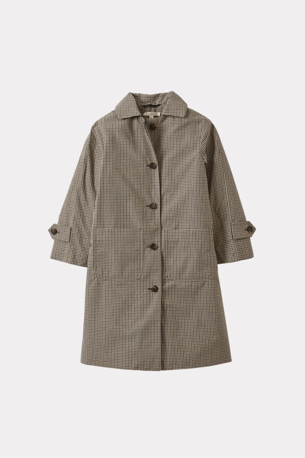 Kids Caramel FELIX CHILDREN'S COTTON COAT - BEIGE MICRO CHECK