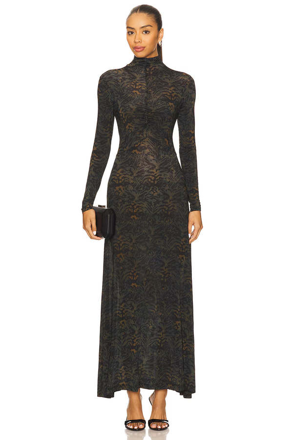 Ulla Johnson Koa Ruched Jersey Turtleneck Maxi Dress | Garmentory