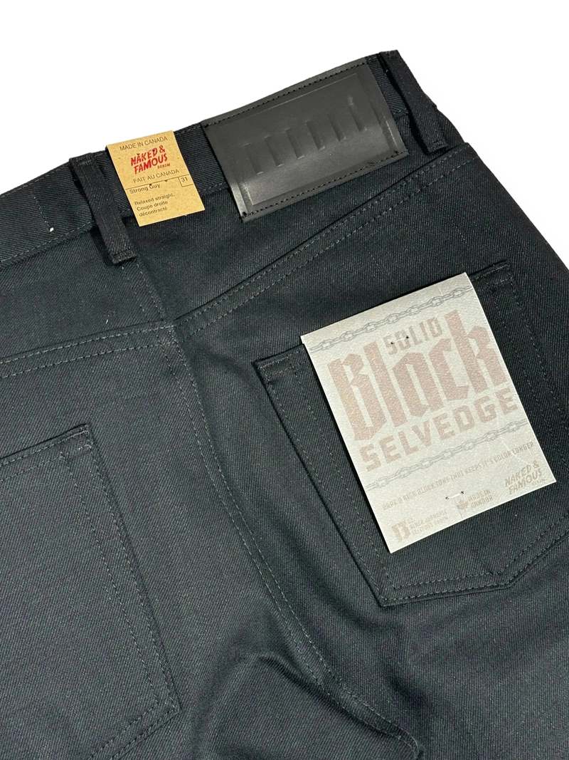 Naked & Famous Strong Guy Black Selvedge Jeans - Black