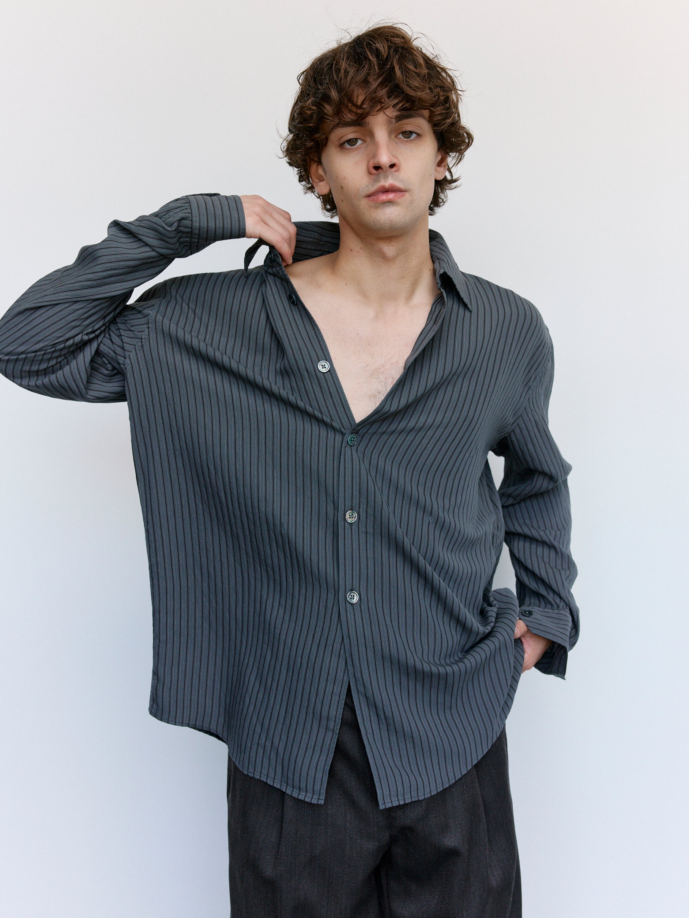 Our Legacy Iron Stripe Ceremony Viscose Beyond Shirt | Garmentory