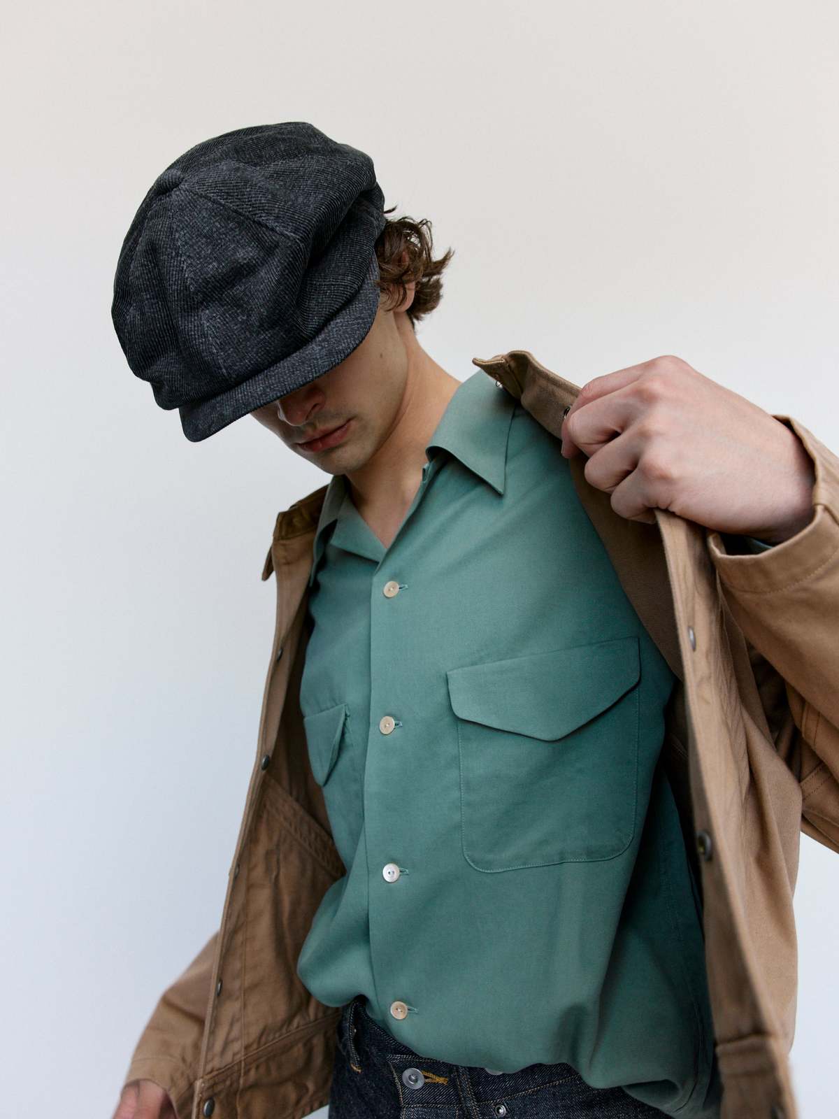 Taiga Takahashi LOT.006 Melange Charcoal Cotton Newsboy Cap