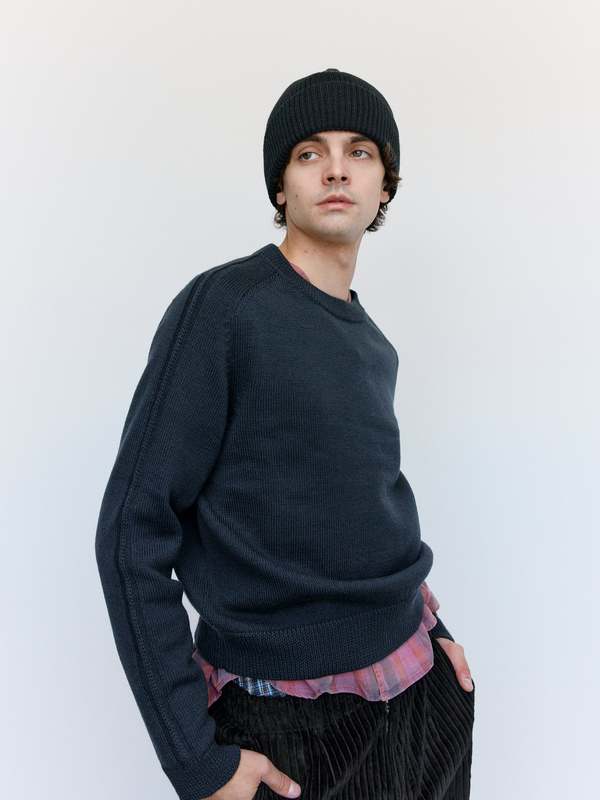 Our Legacy Off Black Rustic Merino True Roundneck Sweater | Garmentory