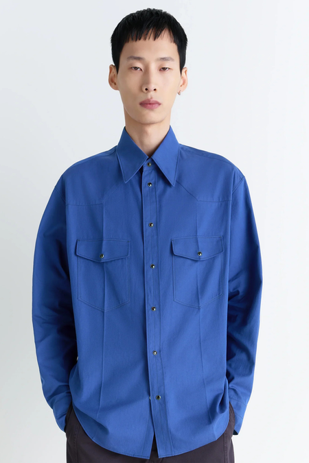 Lemaire Denim Shirt With Snaps Denim - Snow Oat | Garmentory