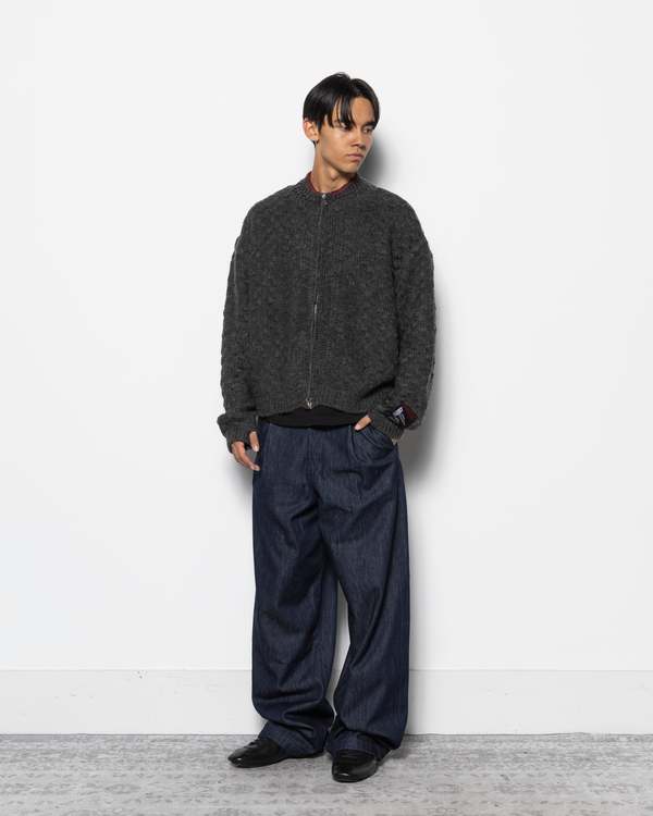 Nullus Chex Pattern Knitted Zip Up Jacket | Garmentory