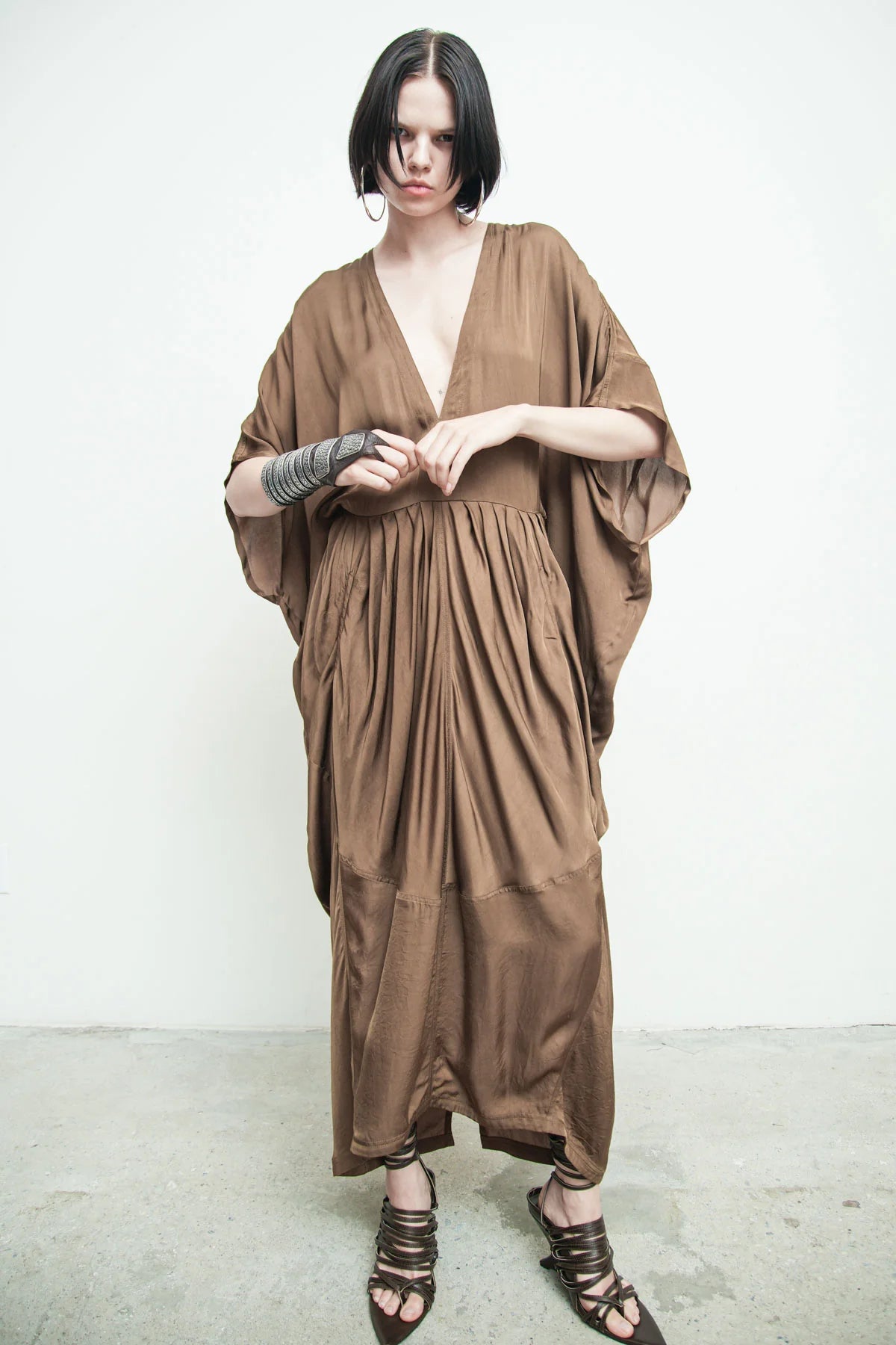 nicholas brown dress NICHOLAS Gathered Party Tobacco Brown Velvet Mini Dress  The Closet New  York