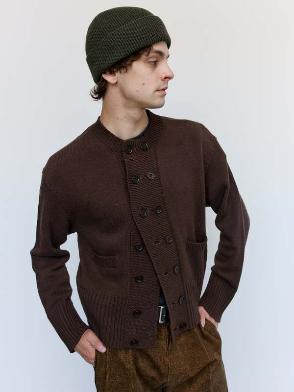 Taiga Takahashi Lot.506 Brown Silk DB Cardigan | Garmentory
