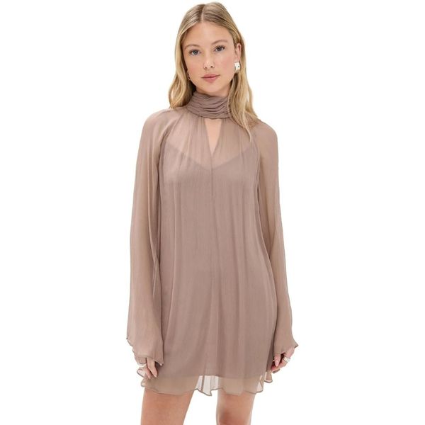 long sleeve chiffon tunic dress Womens Black Sheer Blouse Shirt Color:OFF-WHITE-NUDE flowing chiffon customer-rating:4 stars & up Balmain - Silk shell