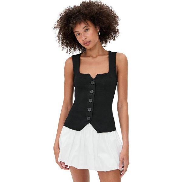 Staud Marisa Ribbed Vest - Black