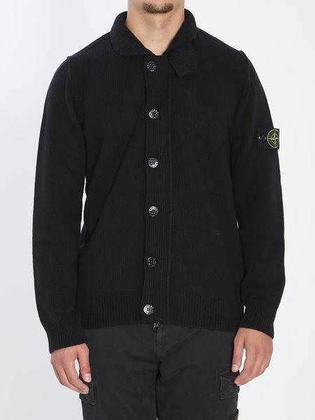 Stone Island Cotton Knit Zip Cardigan Sweater - Navy Blue