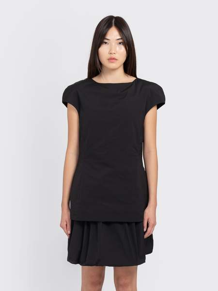 AMOMENTO Volume Shirring Mini Dress/Bolero - Black | Garmentory