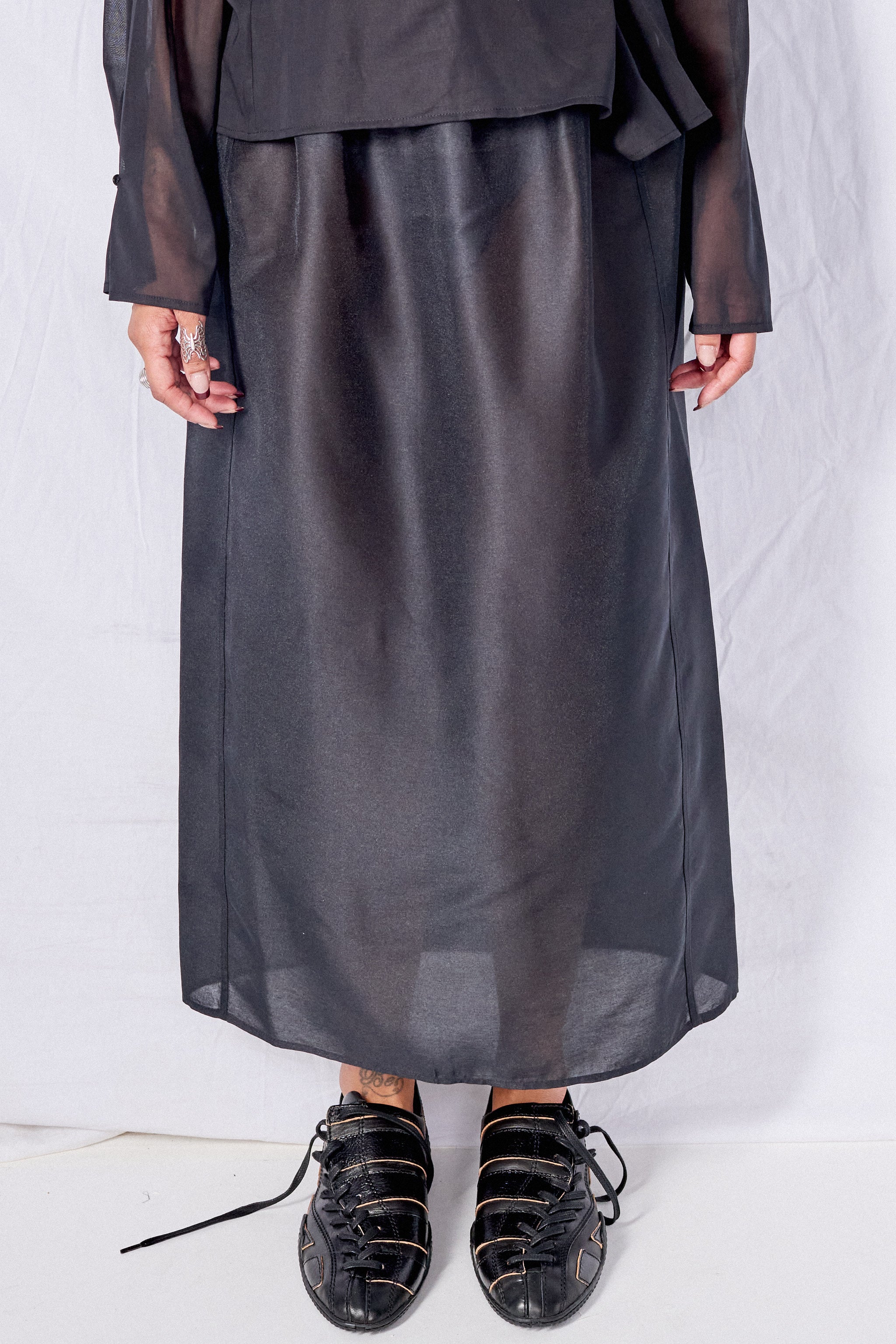 AMOMENTO Black Organza Layered Skirt | Garmentory