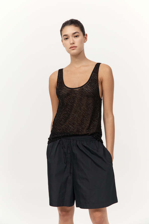 St. Agni Glass Beaded Mesh Top