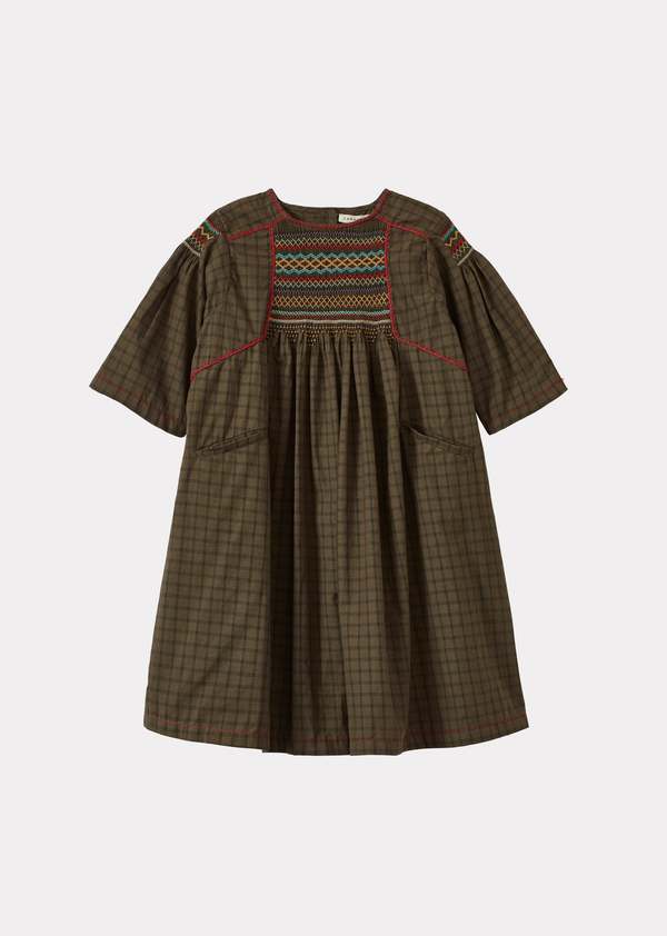 Caramel Mars Girl's Hand-Smocked Dress