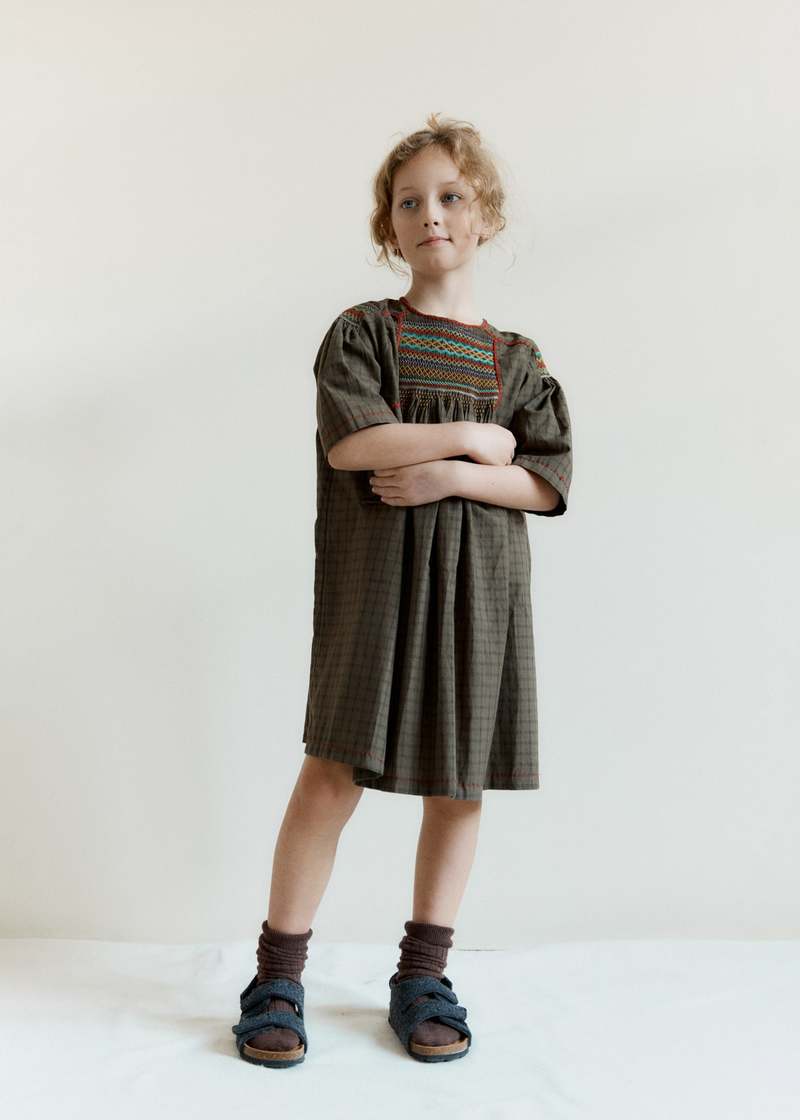 Caramel Mars Girl's Hand-Smocked Dress