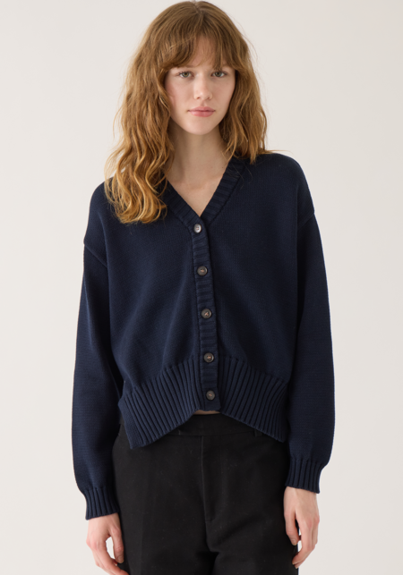 demylee Jodie Organic Cotton Cardigan - Midnight | Garmentory