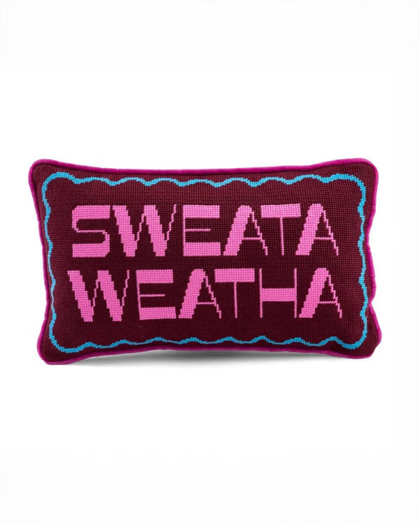 Furbish Studio Sweatea Weatha Needlepoint Pillow - Pink Furbish Studio Sweatea Weatha Needlepoint Pillow - Pink