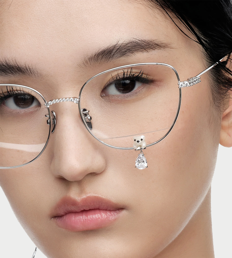 YVMIN Flocked Bear Decorative Gemstone Pendant Glasses