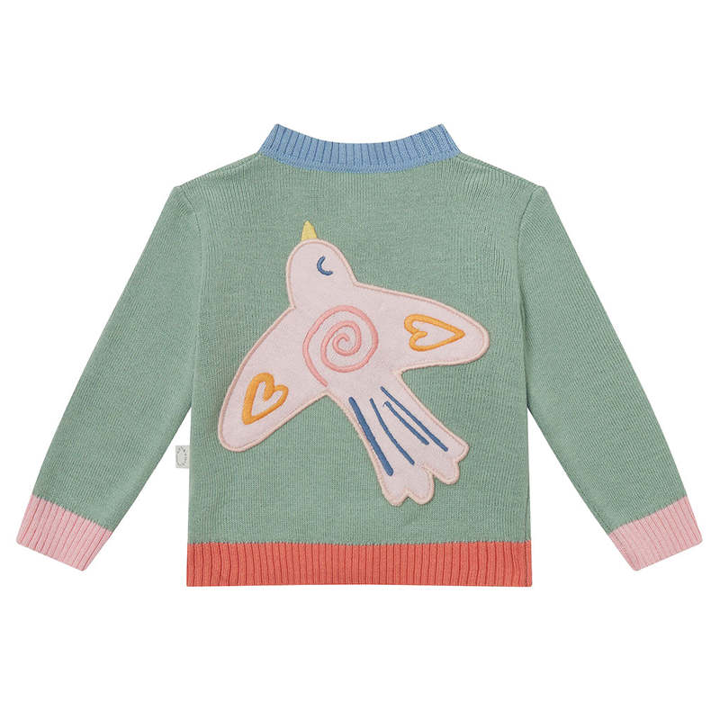 KIDS STELLA MCCARTNEY Baby Cardigan With Birds - Sage Green