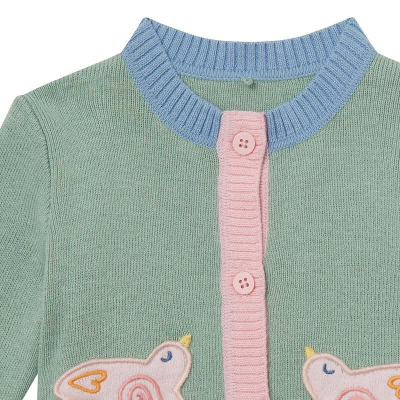 KIDS STELLA MCCARTNEY Baby Cardigan With Birds - Sage Green