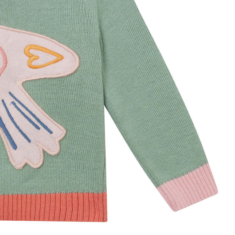 KIDS STELLA MCCARTNEY Baby Cardigan With Birds - Sage Green