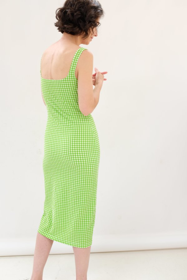 & other stories green gingham dress Women's Check Me Out Green Gingham Ruffle Collar Belted Maxi Dress | Size: L