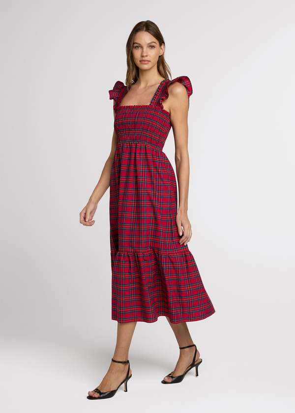 strapless open back dress Linen Blend Red Sleeveless Midi Dress main image 1