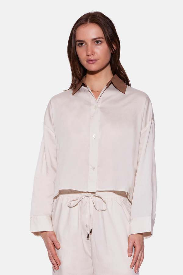 The Tile Club Gansett Poplin Crop Shirt