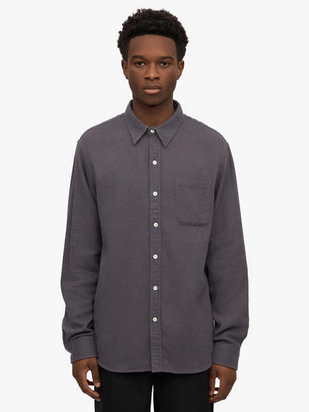 YMC Dean Cotton Linen Stripe Shirt - Navy | Garmentory