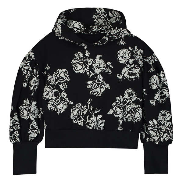 KIDS Little Creative Factory Flower Hooded Sweatshirt - Black
