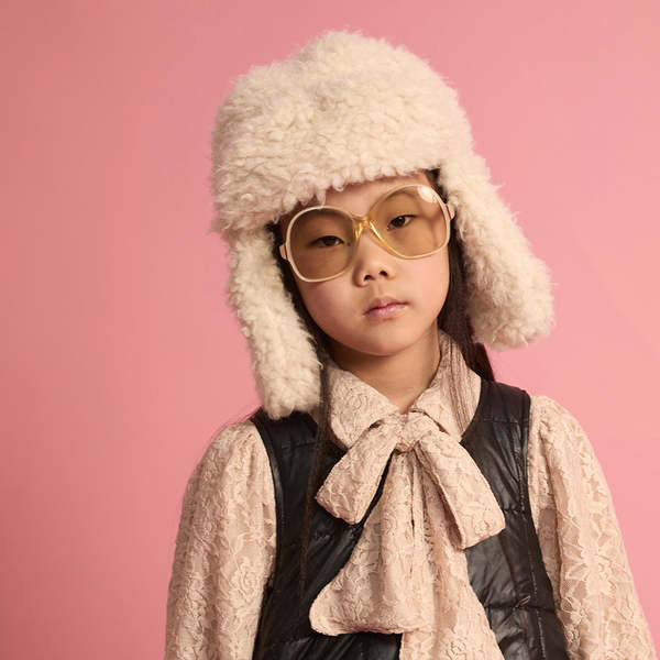 KIDS Little Creative Factory Fur Hat - Cream