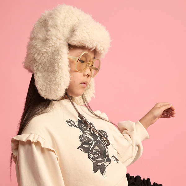 KIDS Little Creative Factory Fur Hat - Cream