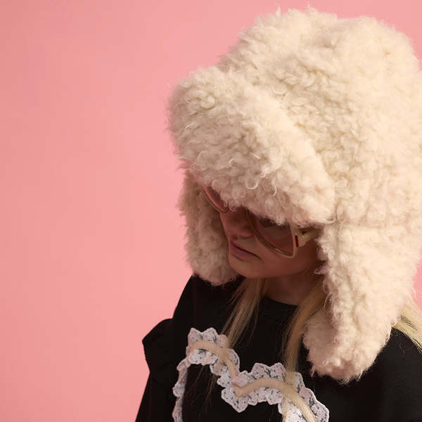 KIDS Little Creative Factory Fur Hat - Cream